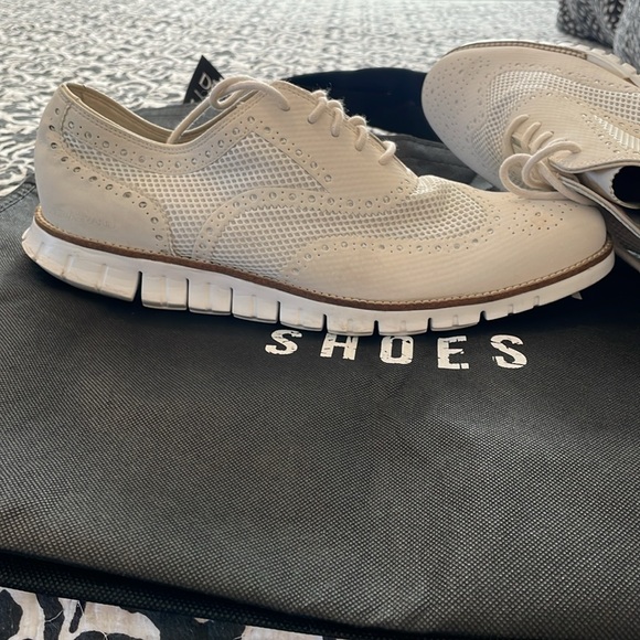 Men’s Cream Cole Hahn Size 13 Grand OS lace-up wingtips - Picture 3 of 8